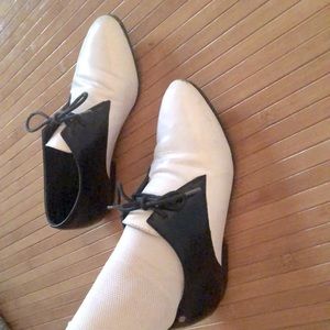 G.H. bass loafers - colorblock black and white pointed toe oxfords